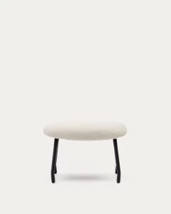Belina Footrest In White Shearling And Steel With Black Finish | Kave Home -Quality Furniture Store S1500002J33 1V02