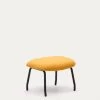 Belina Footrest In Mustard Shearling And Steel With Black Finish | Kave Home -Quality Furniture Store S1500003J81 1V01
