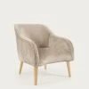 Bobly Armchair In Beige Chenille With Wooden Legs With Natural Finish | Kave Home