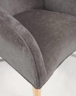 Bobly Armchair In Dark Grey Chenille And Wooden Legs With Natural Finish | Kave Home -Quality Furniture Store S330BG15 1D02