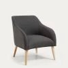 Bobly Armchair In Black With Wood Legs In A Natural Finish | Kave Home 1 Bobly Armchair In Black With Wood Legs In A Natural Finish | Kave Home -Quality Furniture Store S330VA02 1V01