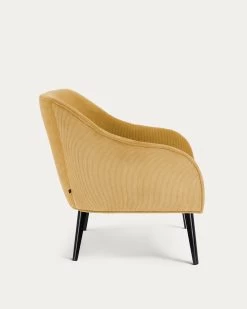Bobly Armchair In Mustard Corduroy With Wenge Finish Legs | Kave Home 14 Bobly Armchair In Mustard Corduroy With Wenge Finish Legs | Kave Home -Quality Furniture Store S480PN81 1V02