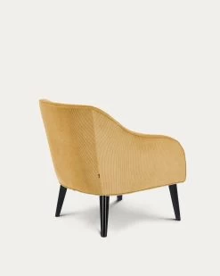 Bobly Armchair In Mustard Corduroy With Wenge Finish Legs | Kave Home 15 Bobly Armchair In Mustard Corduroy With Wenge Finish Legs | Kave Home -Quality Furniture Store S480PN81 1V03