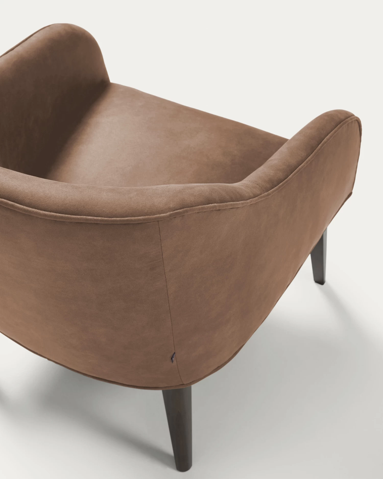 Bobly Armchair In Dark Brown Fabric With Wenge Finish Legs | Kave Home 5 Bobly Armchair In Dark Brown Fabric With Wenge Finish Legs | Kave Home - Image 3