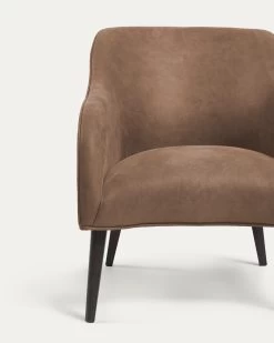Bobly Armchair In Dark Brown Fabric With Wenge Finish Legs | Kave Home 14 Bobly Armchair In Dark Brown Fabric With Wenge Finish Legs | Kave Home -Quality Furniture Store S480PT09 1D02