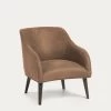Bobly Armchair In Dark Brown Fabric With Wenge Finish Legs | Kave Home