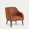 Bobly Armchair In Light Brown Fabric With Wenge Finish Legs | Kave Home