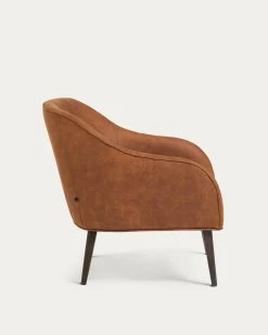 Bobly Armchair In Light Brown Fabric With Wenge Finish Legs | Kave Home -Quality Furniture Store S480PT86 1V02