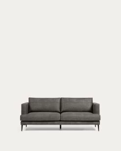 Tanya 2 Seater Sofa Upholstered In Dark Grey 183 Cm