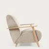 Meghan Armchair In Beige Chenille And Wood With Natural Finish | Kave Home