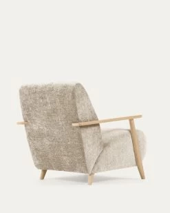 Meghan Armchair In Beige Chenille And Wood With Natural Finish | Kave Home 19 Meghan Armchair In Beige Chenille And Wood With Natural Finish | Kave Home -Quality Furniture Store S516BG12 1V03