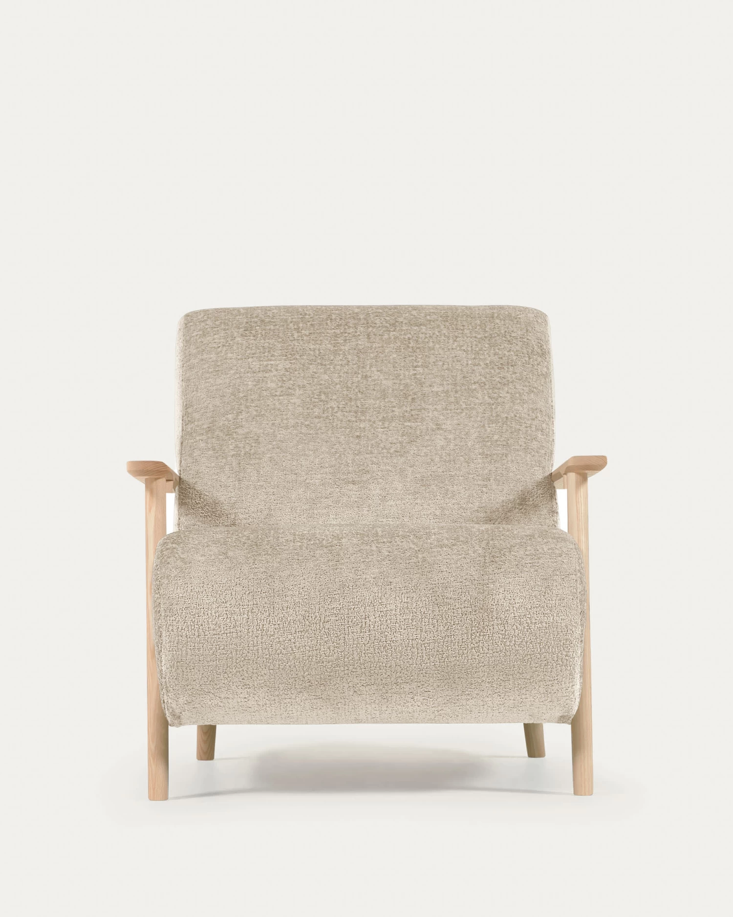 Meghan Armchair In Beige Chenille And Wood With Natural Finish | Kave Home 11 Meghan Armchair In Beige Chenille And Wood With Natural Finish | Kave Home - Image 9