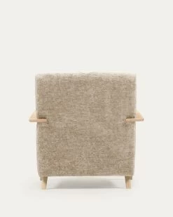 Meghan Armchair In Beige Chenille And Wood With Natural Finish | Kave Home 21 Meghan Armchair In Beige Chenille And Wood With Natural Finish | Kave Home -Quality Furniture Store S516BG12 1V05