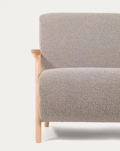 Meghan Armchair In Light Grey Fleece With Solid Ash Legs With Natural Finish | Kave Home 14 Meghan Armchair In Light Grey Fleece With Solid Ash Legs With Natural Finish | Kave Home -Quality Furniture Store S516J14 1D01