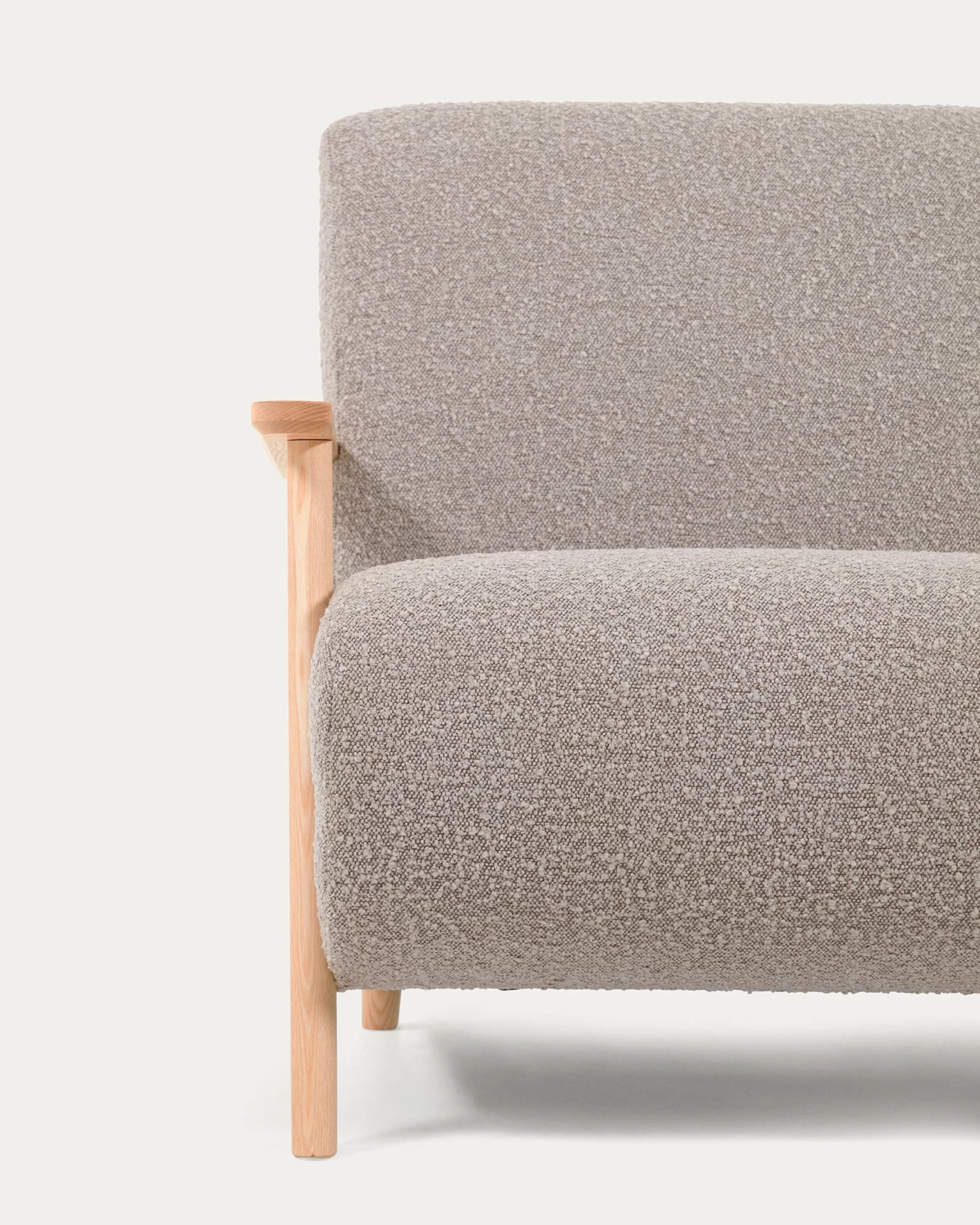 Meghan Armchair In Light Grey Fleece With Solid Ash Legs With Natural Finish | Kave Home 5 Meghan Armchair In Light Grey Fleece With Solid Ash Legs With Natural Finish | Kave Home - Image 3