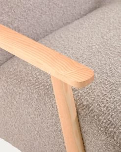 Meghan Armchair In Light Grey Fleece With Solid Ash Legs With Natural Finish | Kave Home 16 Meghan Armchair In Light Grey Fleece With Solid Ash Legs With Natural Finish | Kave Home -Quality Furniture Store S516J14 1D02