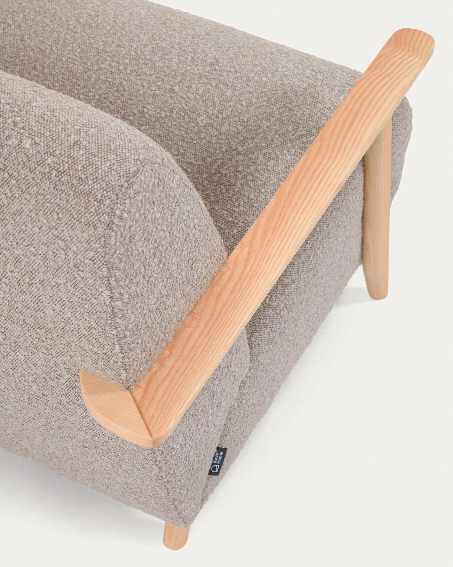 Meghan Armchair In Light Grey Fleece With Solid Ash Legs With Natural Finish | Kave Home 9 Meghan Armchair In Light Grey Fleece With Solid Ash Legs With Natural Finish | Kave Home - Image 7