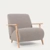 Meghan Armchair In Light Grey Fleece With Solid Ash Legs With Natural Finish | Kave Home -Quality Furniture Store S516J14 1V01