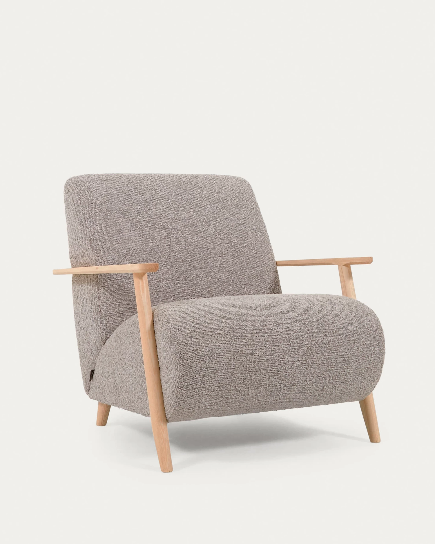 Meghan Armchair In Light Grey Fleece With Solid Ash Legs With Natural Finish | Kave Home 3 Meghan Armchair In Light Grey Fleece With Solid Ash Legs With Natural Finish | Kave Home