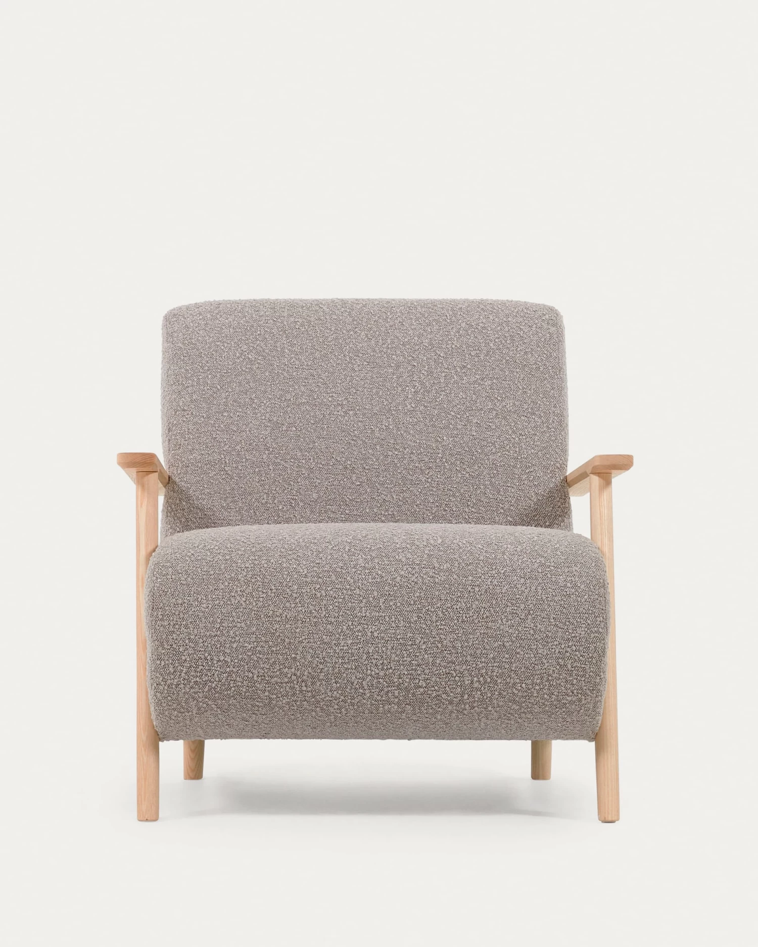 Meghan Armchair In Light Grey Fleece With Solid Ash Legs With Natural Finish | Kave Home 11 Meghan Armchair In Light Grey Fleece With Solid Ash Legs With Natural Finish | Kave Home - Image 9
