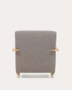 Meghan Armchair In Light Grey Fleece With Solid Ash Legs With Natural Finish | Kave Home 21 Meghan Armchair In Light Grey Fleece With Solid Ash Legs With Natural Finish | Kave Home -Quality Furniture Store S516J14 1V05