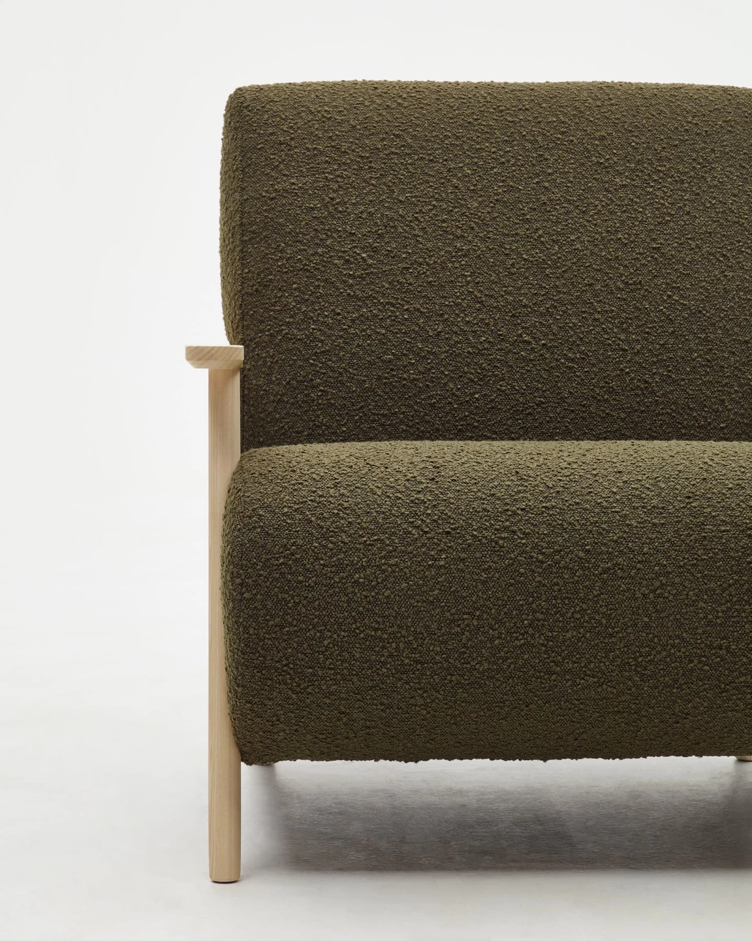 Meghan Green Fleece Armchairs With Solid Ash Wood Legs In A Natural Finish | Kave Home 5 Meghan Green Fleece Armchairs With Solid Ash Wood Legs In A Natural Finish | Kave Home - Image 3