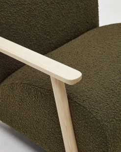 Meghan Green Fleece Armchairs With Solid Ash Wood Legs In A Natural Finish | Kave Home 12 Meghan Green Fleece Armchairs With Solid Ash Wood Legs In A Natural Finish | Kave Home -Quality Furniture Store S516J19 1D02