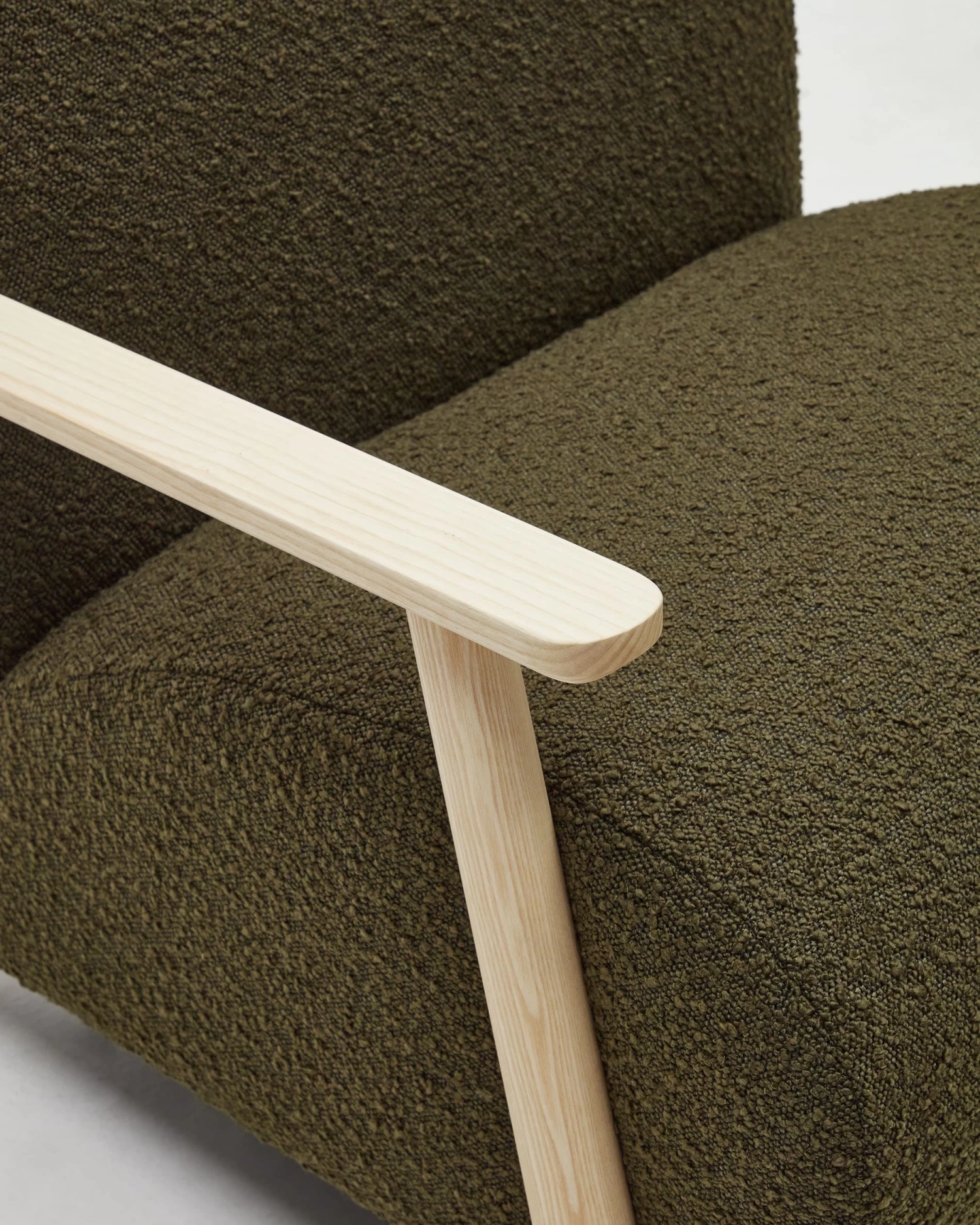 Meghan Green Fleece Armchairs With Solid Ash Wood Legs In A Natural Finish | Kave Home 6 Meghan Green Fleece Armchairs With Solid Ash Wood Legs In A Natural Finish | Kave Home - Image 4