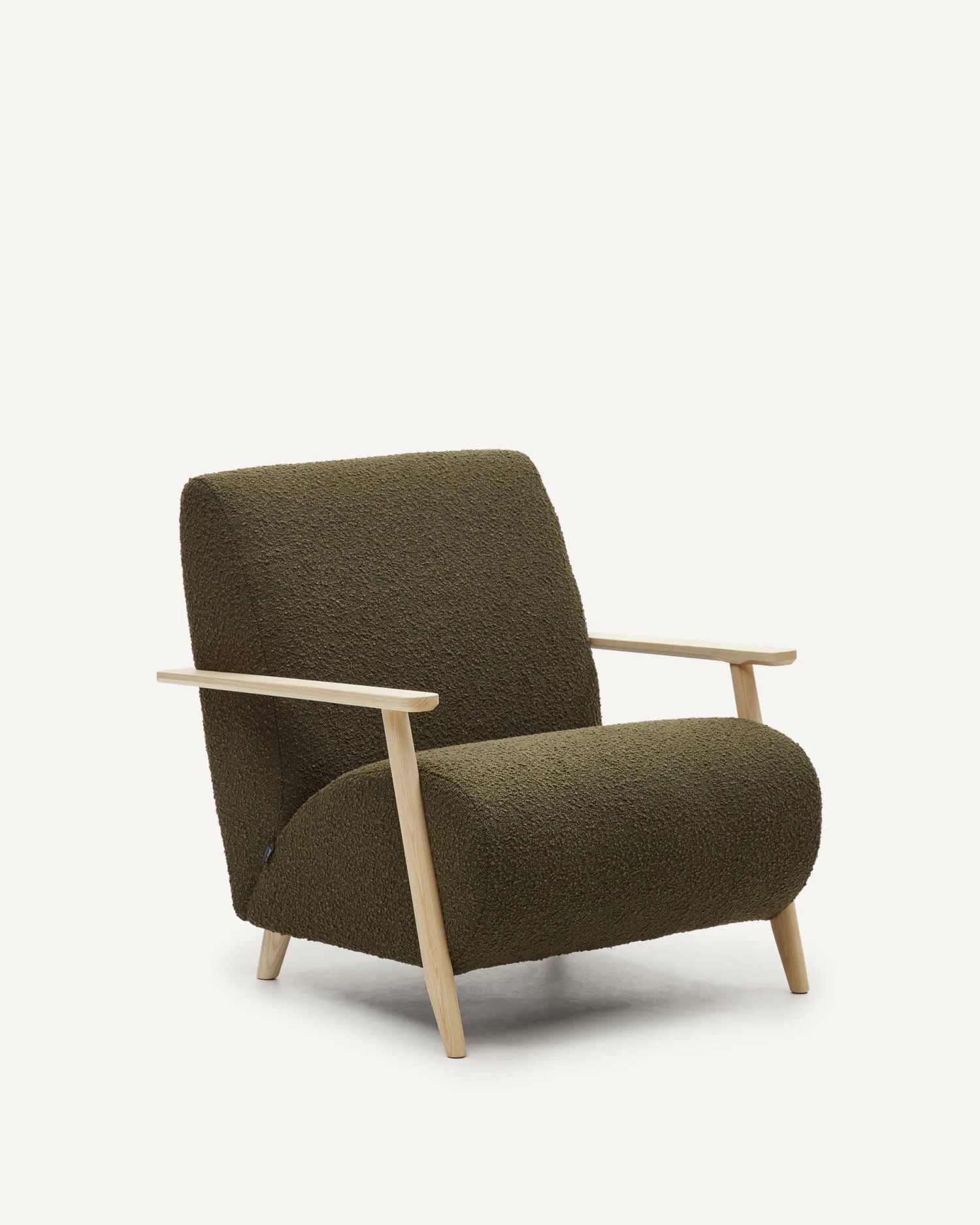 Meghan Green Fleece Armchairs With Solid Ash Wood Legs In A Natural Finish | Kave Home 3 Meghan Green Fleece Armchairs With Solid Ash Wood Legs In A Natural Finish | Kave Home