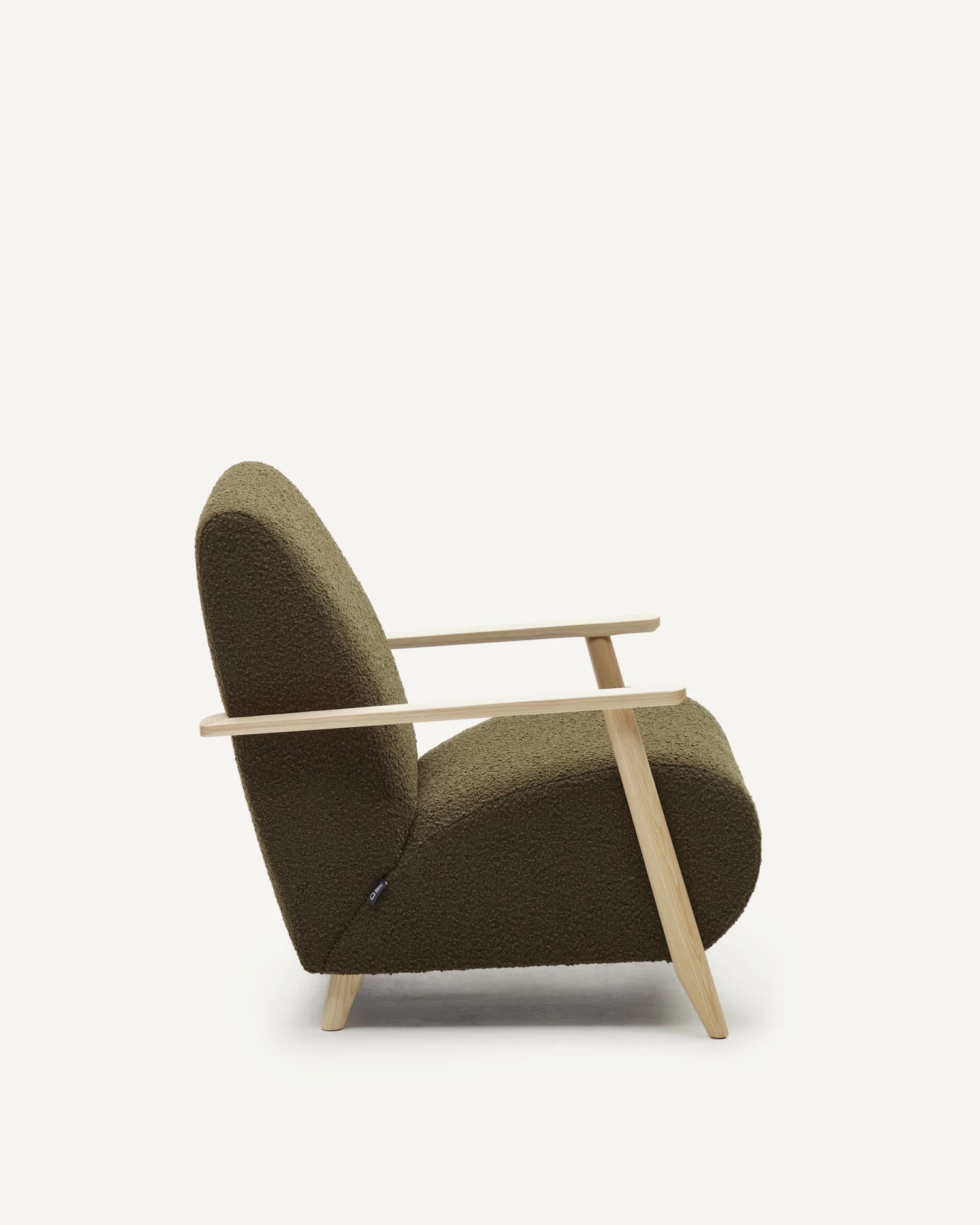 Meghan Green Fleece Armchairs With Solid Ash Wood Legs In A Natural Finish | Kave Home 7 Meghan Green Fleece Armchairs With Solid Ash Wood Legs In A Natural Finish | Kave Home - Image 5