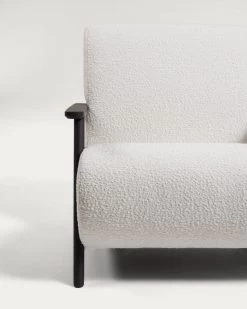 Meghan White Fleece Armchair With Solid Ash Legs With Wenge Finish | Kave Home -Quality Furniture Store S516J33 1D01