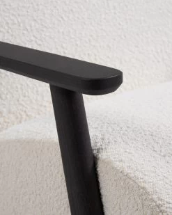 Meghan White Fleece Armchair With Solid Ash Legs With Wenge Finish | Kave Home -Quality Furniture Store S516J33 1D02