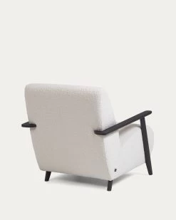 Meghan White Fleece Armchair With Solid Ash Legs With Wenge Finish | Kave Home -Quality Furniture Store S516J33 1V03