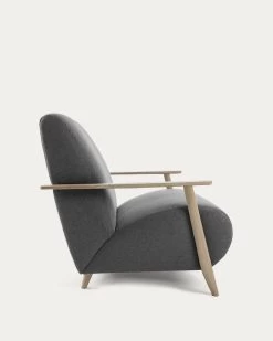 Meghan Armchair In Black With Solid Ash Wood Legs In A Natural Finish | Kave Home -Quality Furniture Store S516VA02 1V02