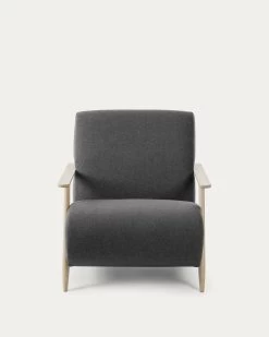 Meghan Armchair In Black With Solid Ash Wood Legs In A Natural Finish | Kave Home -Quality Furniture Store S516VA02 1V04