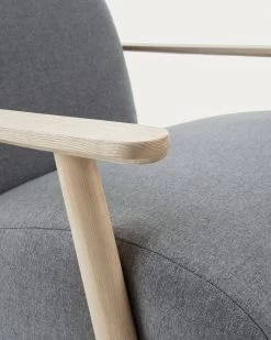 Meghan Armchair In Grey With Solid Ash Legs With Natural Finish | Kave Home 10 Meghan Armchair In Grey With Solid Ash Legs With Natural Finish | Kave Home -Quality Furniture Store S516VA03 1D01