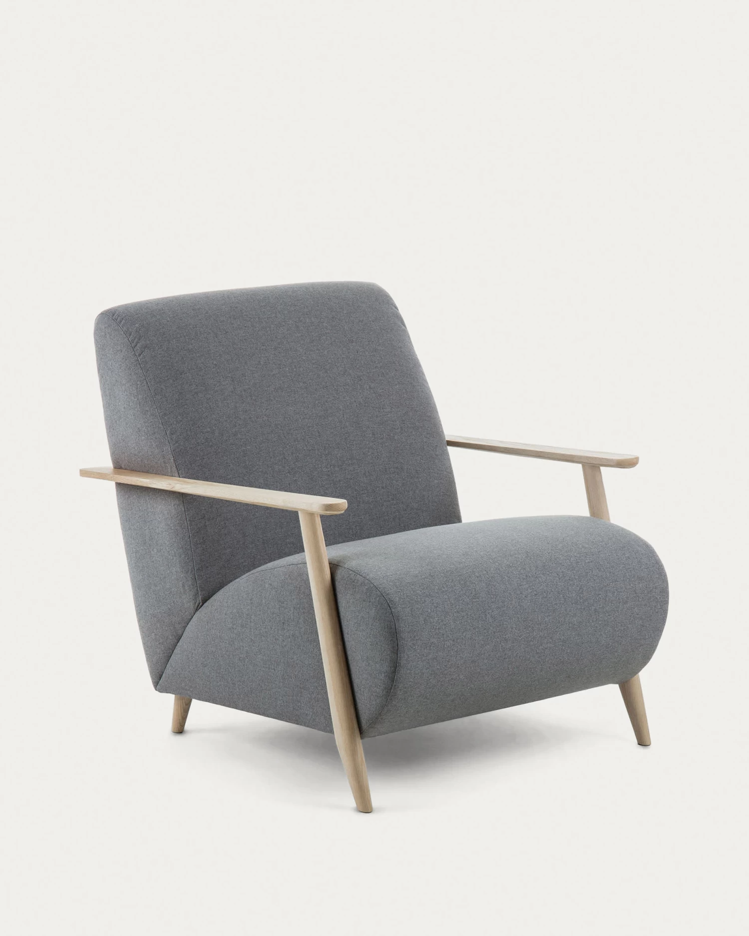 Meghan Armchair In Grey With Solid Ash Legs With Natural Finish | Kave Home 3 Meghan Armchair In Grey With Solid Ash Legs With Natural Finish | Kave Home
