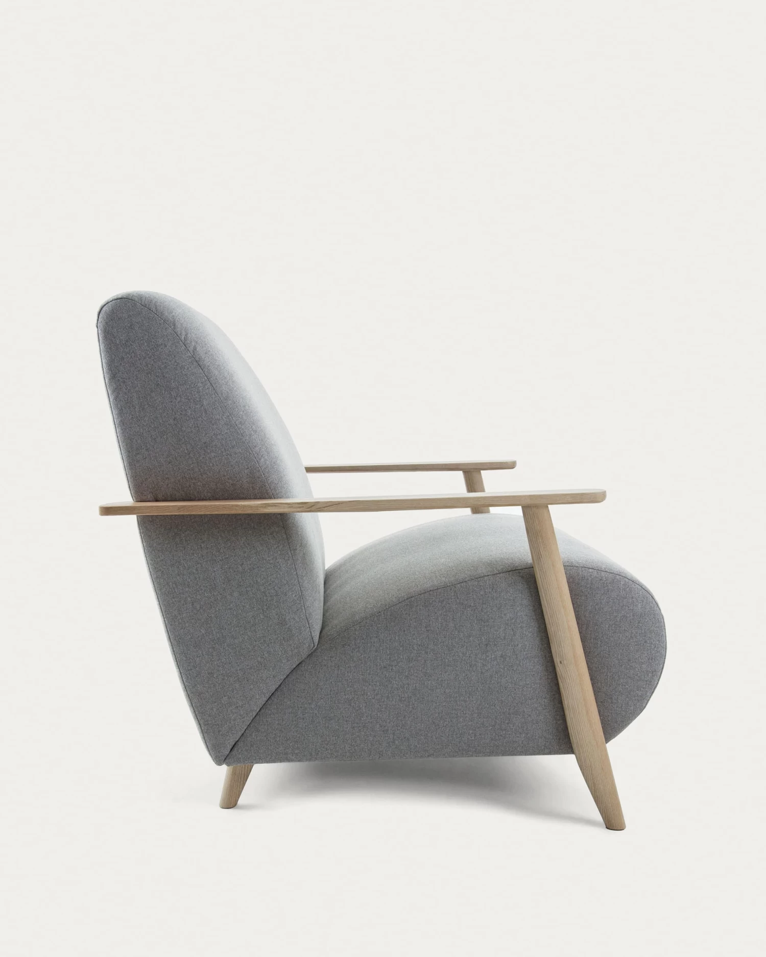 Meghan Armchair In Grey With Solid Ash Legs With Natural Finish | Kave Home 6 Meghan Armchair In Grey With Solid Ash Legs With Natural Finish | Kave Home - Image 4