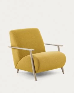 Meghan Armchair In Mustard With Solid Ash Legs With Natural Finish | Kave Home