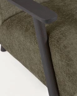 Meghan Armchair In Green Chenille And Wood With Wenge Finish | Kave Home -Quality Furniture Store S517BG19 1D01