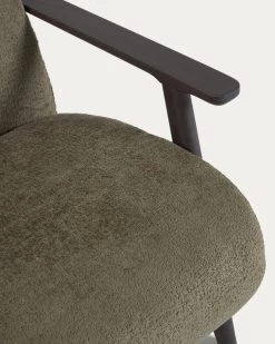 Meghan Armchair In Green Chenille And Wood With Wenge Finish | Kave Home -Quality Furniture Store S517BG19 1D02