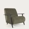 Meghan Armchair In Green Chenille And Wood With Wenge Finish | Kave Home -Quality Furniture Store S517BG19 1V01