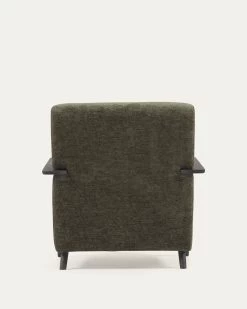 Meghan Armchair In Green Chenille And Wood With Wenge Finish | Kave Home -Quality Furniture Store S517BG19 1V04