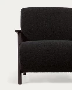 Meghan Armchair In Black Fleece With Solid Ash Legs With Wenge Finish | Kave Home -Quality Furniture Store S517J01 1D01