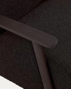 Meghan Armchair In Black Fleece With Solid Ash Legs With Wenge Finish | Kave Home -Quality Furniture Store S517J01 1D02