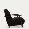Meghan Armchair In Black Fleece With Solid Ash Legs With Wenge Finish | Kave Home 1 Meghan Armchair In Black Fleece With Solid Ash Legs With Wenge Finish | Kave Home -Quality Furniture Store S517J01 1V01
