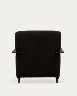 Meghan Armchair In Black Fleece With Solid Ash Legs With Wenge Finish | Kave Home -Quality Furniture Store S517J01 1V04