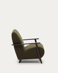 Meghan Green Fleece Armchairs With Solid Ash Wood Legs In A Wenge Finish | Kave Home -Quality Furniture Store S517J19 1V02