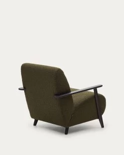 Meghan Green Fleece Armchairs With Solid Ash Wood Legs In A Wenge Finish | Kave Home -Quality Furniture Store S517J19 1V03