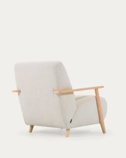 Meghan Armchair In White Fleece With Solid Ash Legs With Natural Finish | Kave Home 17 Meghan Armchair In White Fleece With Solid Ash Legs With Natural Finish | Kave Home -Quality Furniture Store S517J33 1V02